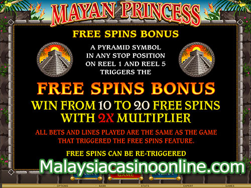 玛雅公主老虎机 (Mayan Princess Slot) - Free Spin Bonus